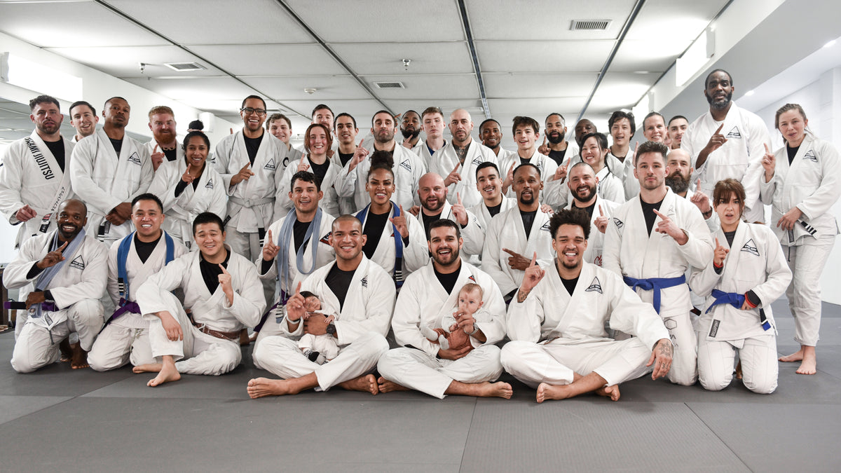 One Way Martial Arts BJJ team group photo at the academy in Alexandria, VA