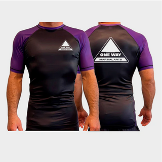 One Way Martial Arts Short Sleeve Ranked Rash Guard